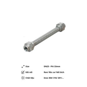 Khớp nối mềm inox DN25 lắp ren/ nối bích