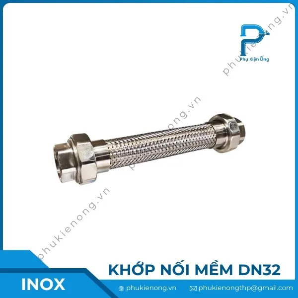 Khớp nối mềm inox DN32 lắp ren/ nối bích
