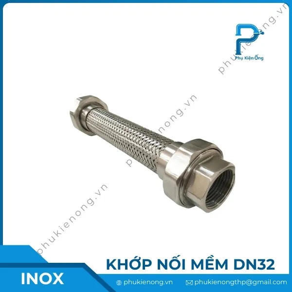 Khớp nối mềm inox DN32 lắp ren/ nối bích
