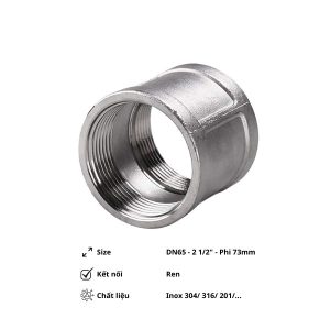 Măng sông ren inox có gờ DN65