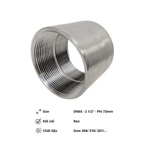 Măng sông ren trơn inox DN65