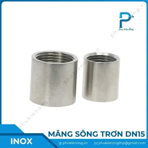 Măng sông ren trơn inox DN15