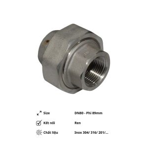 Rắc co ren inox DN80 Phi 89mm