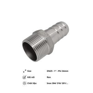 Đuôi chuột inox DN25 Phi 34mm