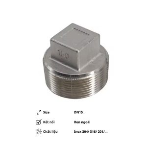 Nút bịt ren ngoài inox DN15