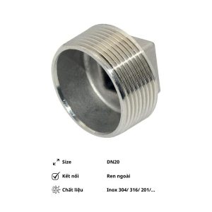 Nút bịt ren ngoài inox DN20