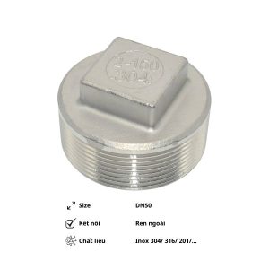 Nút bịt ren ngoài inox DN50