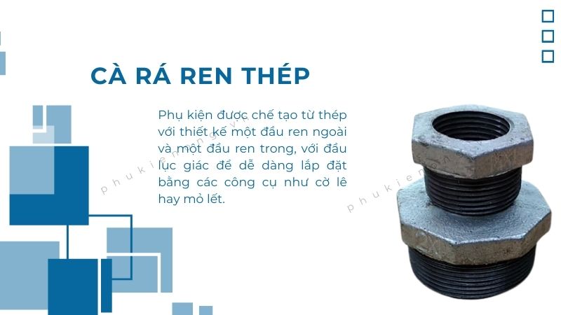 Cà rá ren thép có thiết kế hai đầu nối ren