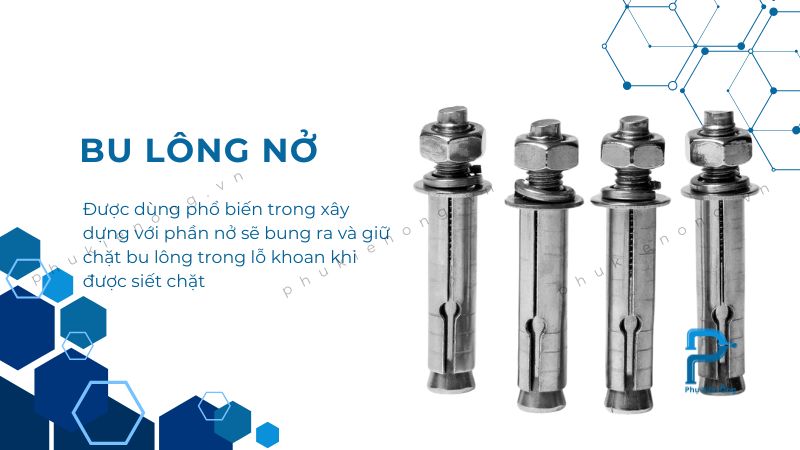 Bu lông nở phổ biến trong xây dựng