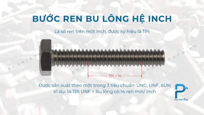 Bước ren bu lông hệ inch