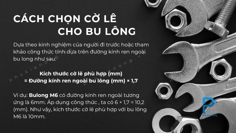 Cách chọn cờ lê cho bulong theo kích thước đường kính