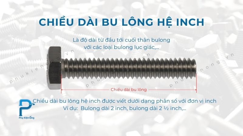 Chiều dài bulong hệ inch