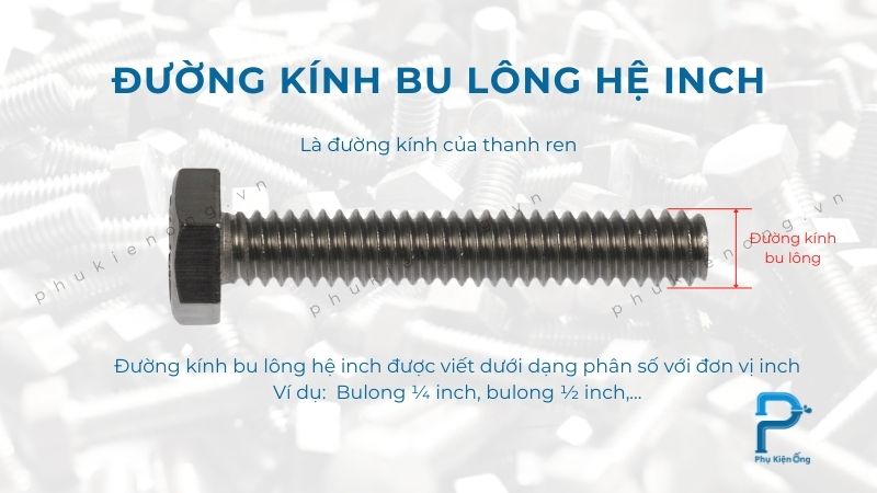 Đường kính của bu lông hệ inch