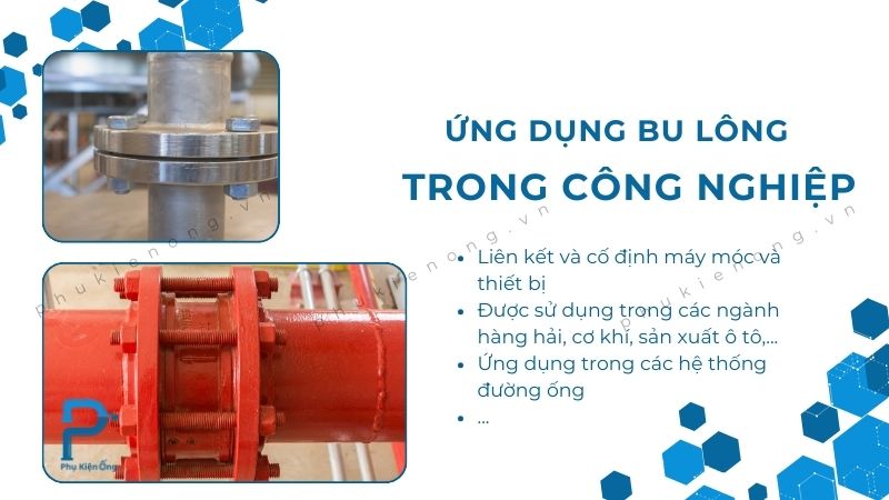 Bu lông được ứng dụng trong nhiều ngành công nghiệp