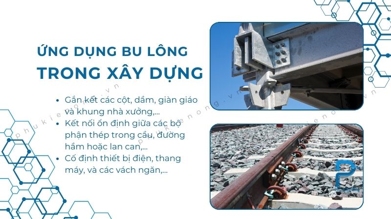 Bu lông được ứng dụng nhiều trong xây dựng