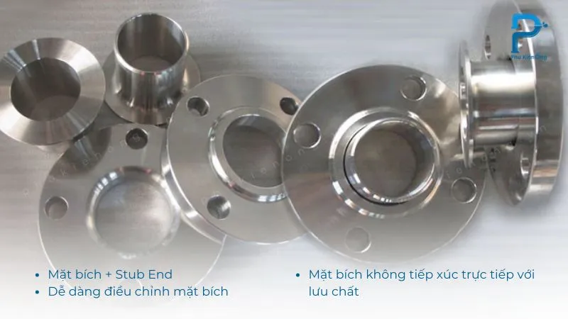 Mặt bích cổ lỏng lap joint cấu thành bởi mặt bích + stub end