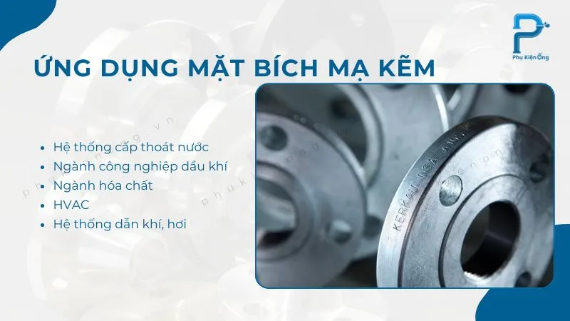 Các hệ thống ứng dụng mặt bích mạ kẽm