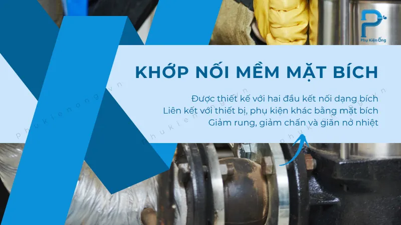 Khớp nối mềm mặt bích được thiết kế đầu nối chắc chắn, chống rung động hiệu quả