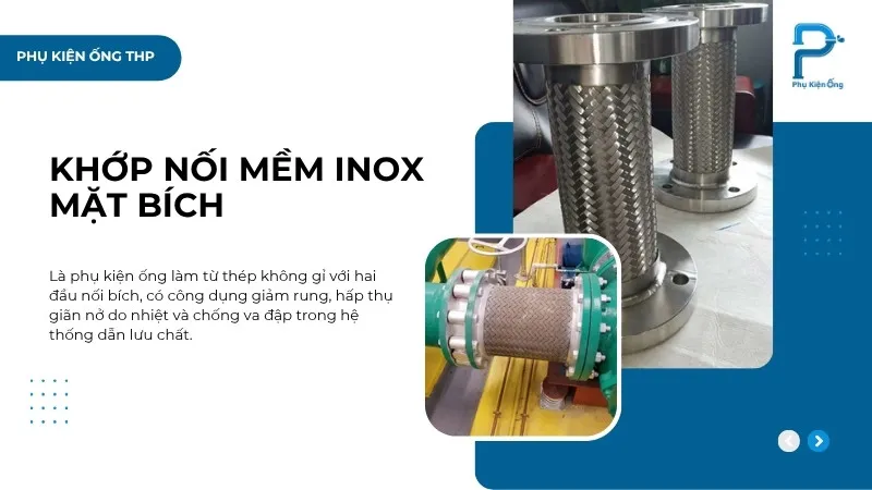 Khớp nối mềm inox mặt bích có công dụng giảm rung động, giãn nở nhiệt