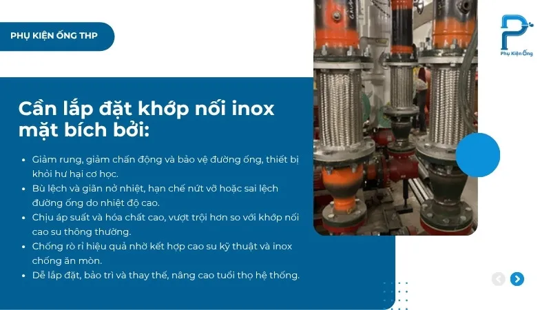 5 lý do nên lắp đặt khớp nối chống rung inox mặt bích cho hệ thống