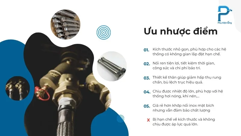 Ưu, nhược điểm của khớp nối mềm inox nối ren