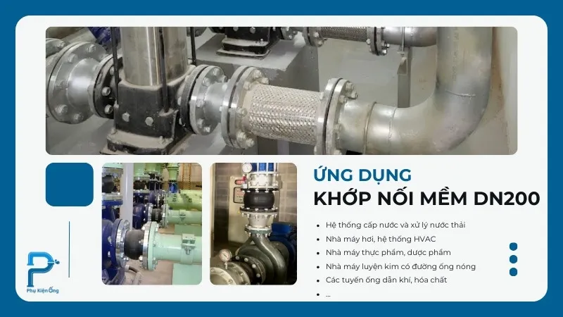 Các hệ thống sử dụng khớp nối chống rung DN200