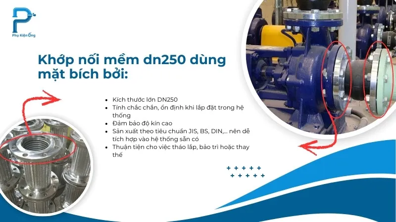 Những lý do lý giải khớp nối mềm D250 sử dụng kết nối mặt bích