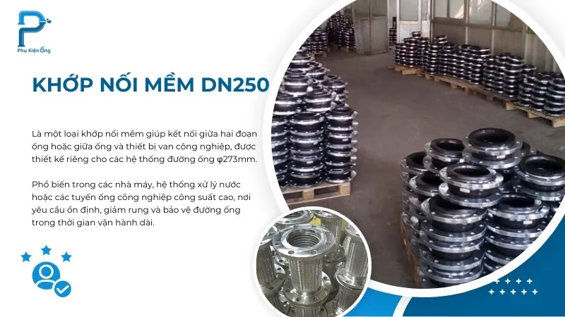 Khớp nối mềm DN250 với đường kính lớn, kết nối chắc chắn với ống phi 273