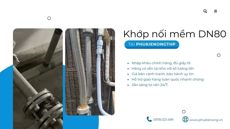 Khớp nối mềm DN80 nhập khẩu chất lượng cao tại Phụ kiện ống THP
