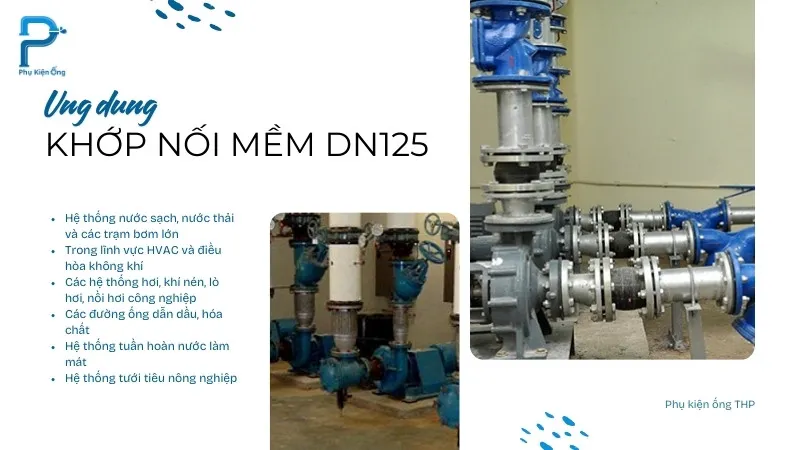 Các hệ thống thường sử dụng khớp nối mềm DN125