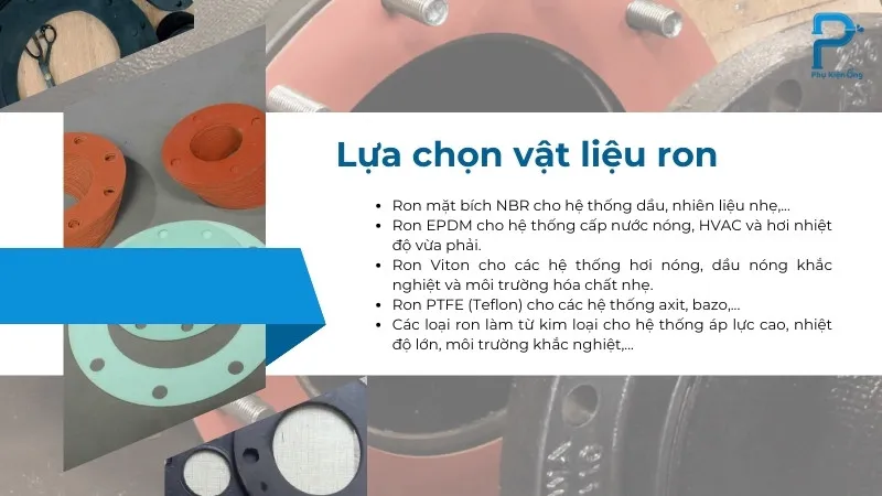 Chọn ron cho mặt bích theo vật liệu