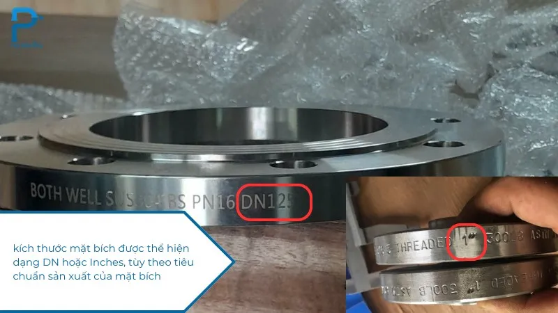 Kích thước mặt bích được ký hiệu rõ ràng giúp bạn dễ dàng lựa chọn