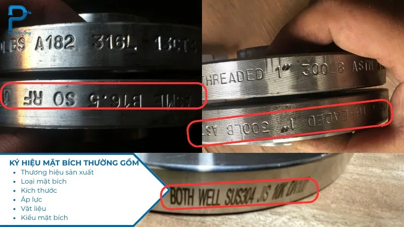 Thân mặt bích được khắc nhiều ký hiệu khác nhau