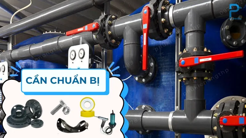 Mặt bích nhựa và dụng cụ chuẩn bị trước khi lắp đặt