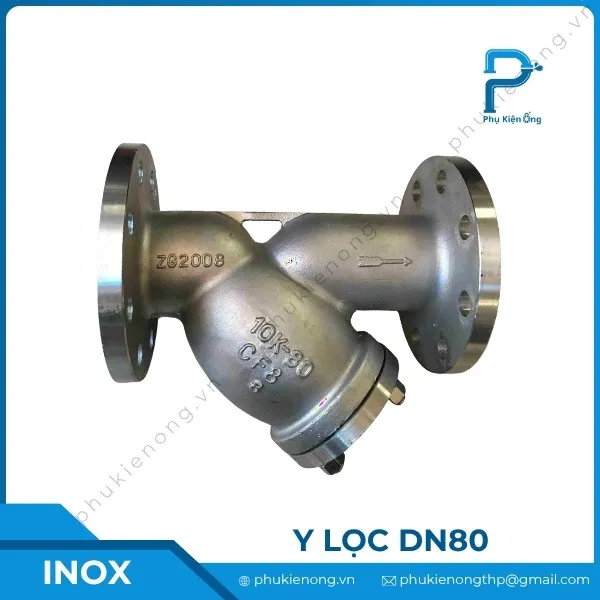 Y lọc inox DN80 nối bích