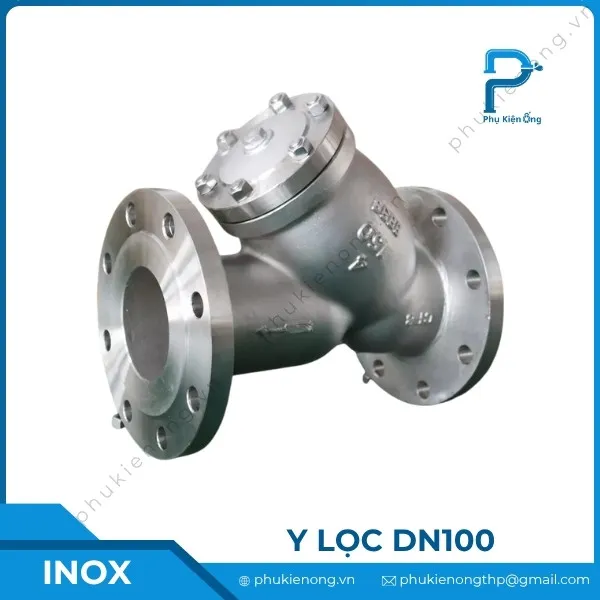 Y lọc inox DN100 nối bích