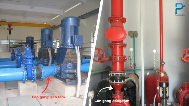 Côn giảm gang đồng tâm và lệch tâm