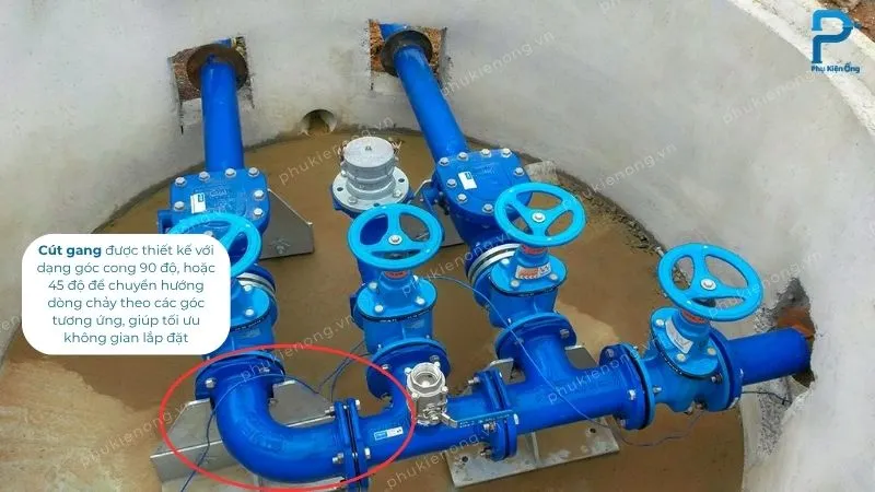 Cút gang giúp chuyển hướng dòng chảy
