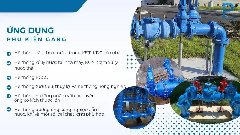 Ứng dụng phụ kiện gang trong công nghiệp